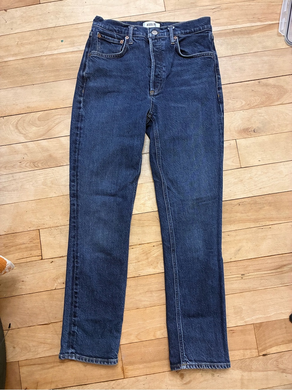 Agolde Women's Dark Blue Straight-Leg Jeans